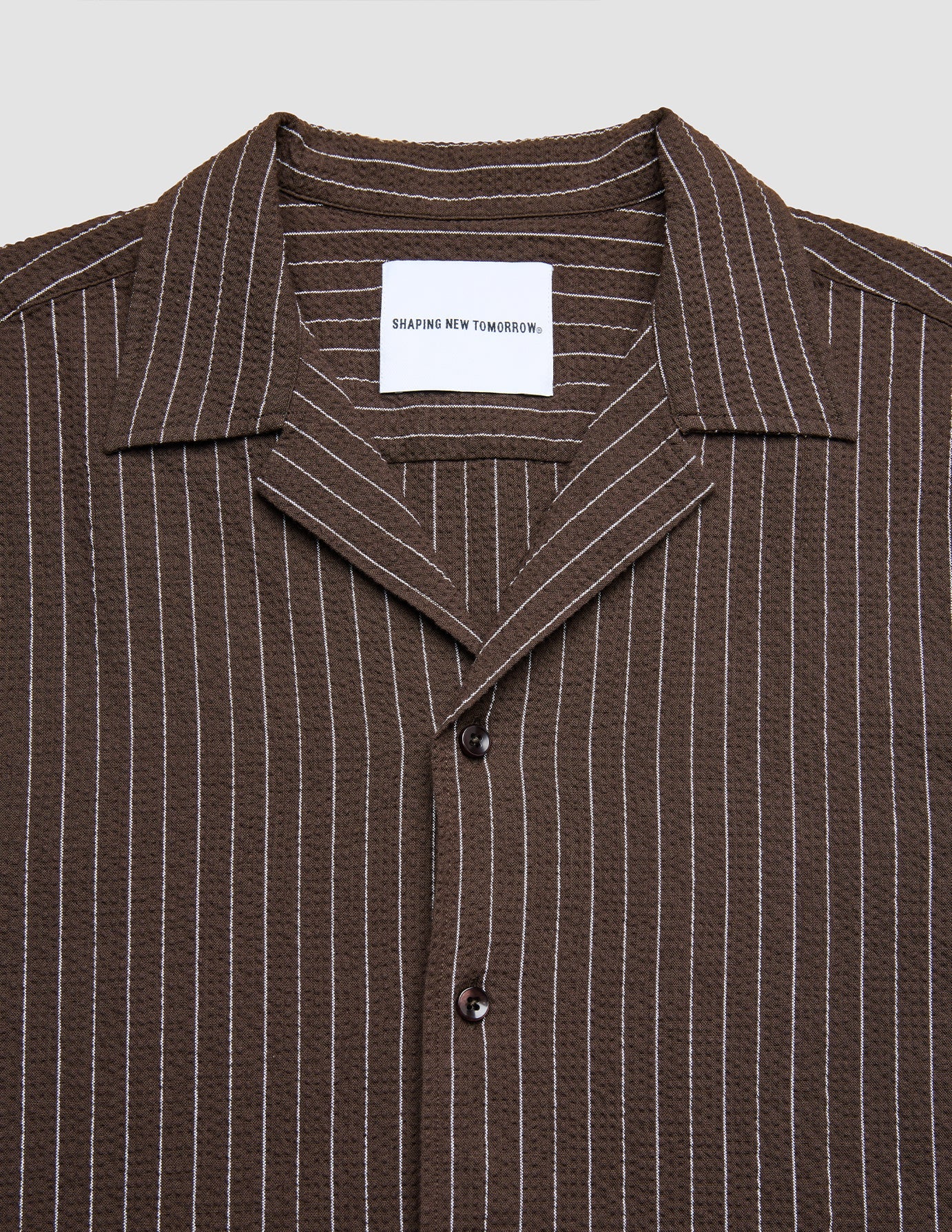 Seersucker Short Sleeve Shirt Cocoa Pinstripes