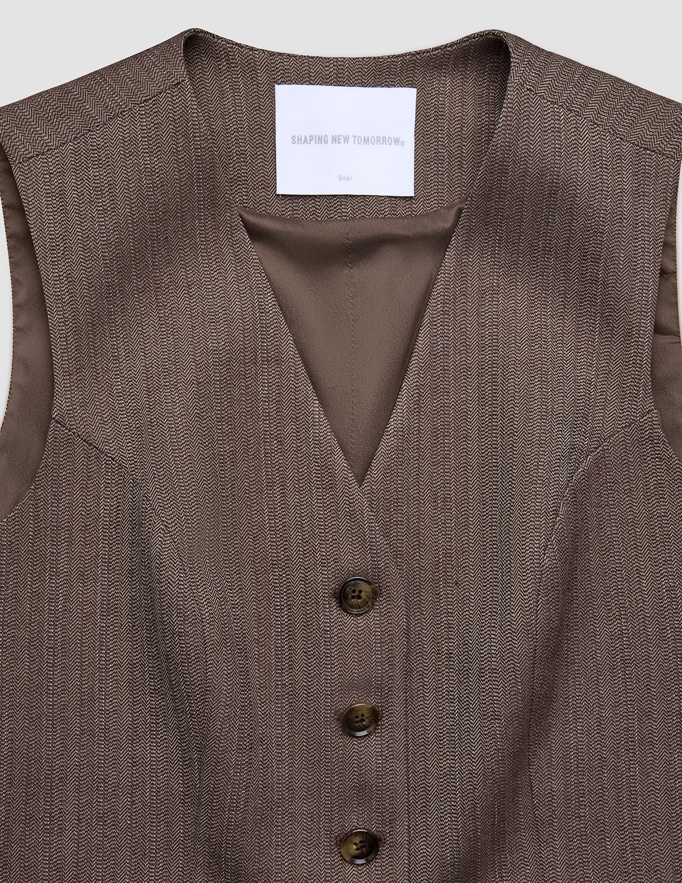 Women Serene Short Vest Brown Stone Herringbone
