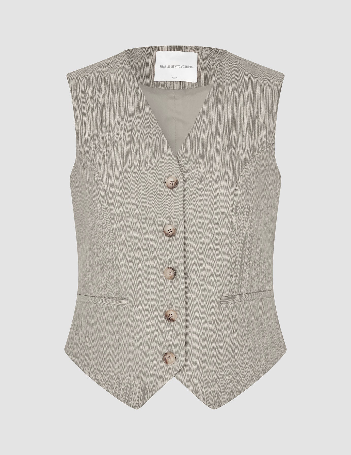 Women Serene Short Vest Burnt Sugar Herringbone
