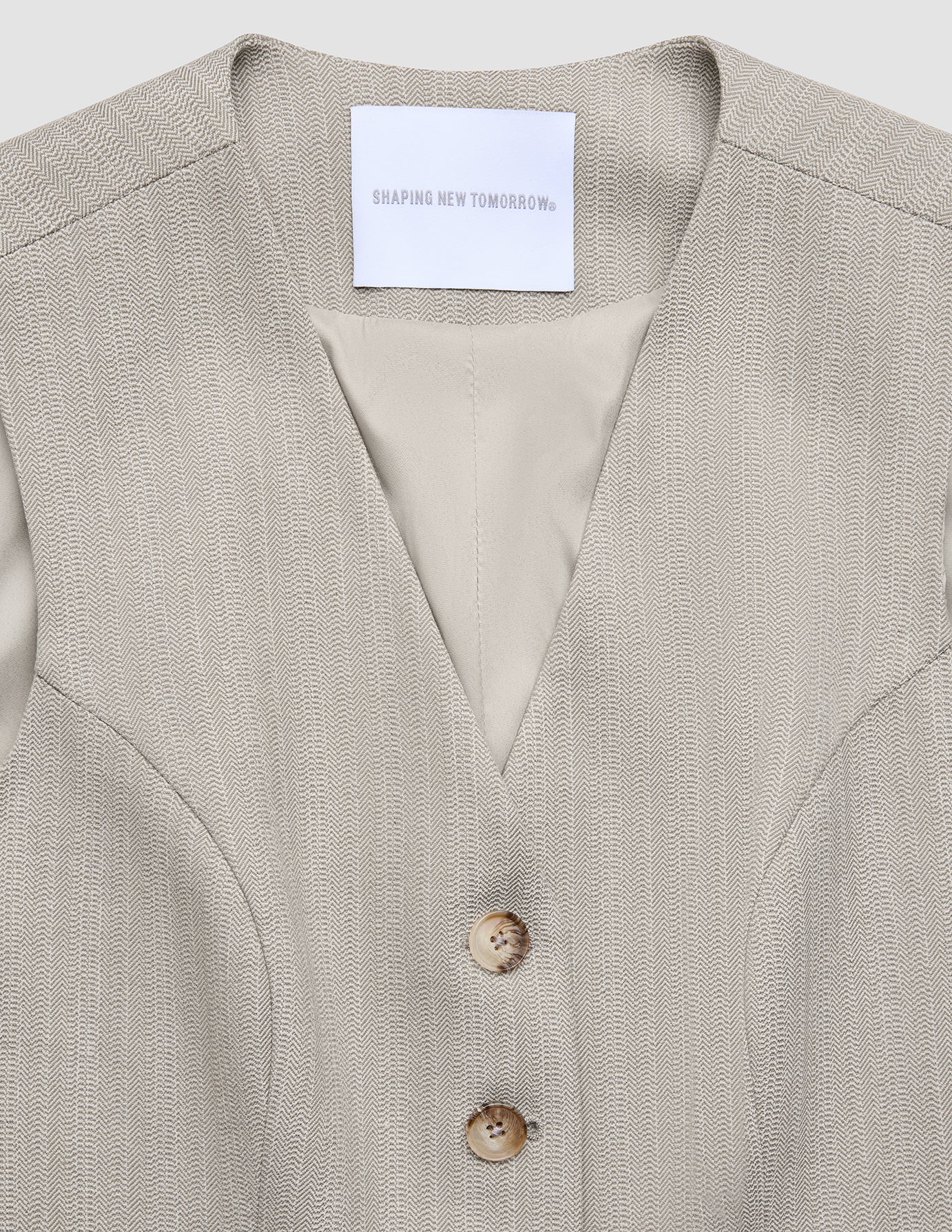 Women Serene Short Vest Burnt Sugar Herringbone