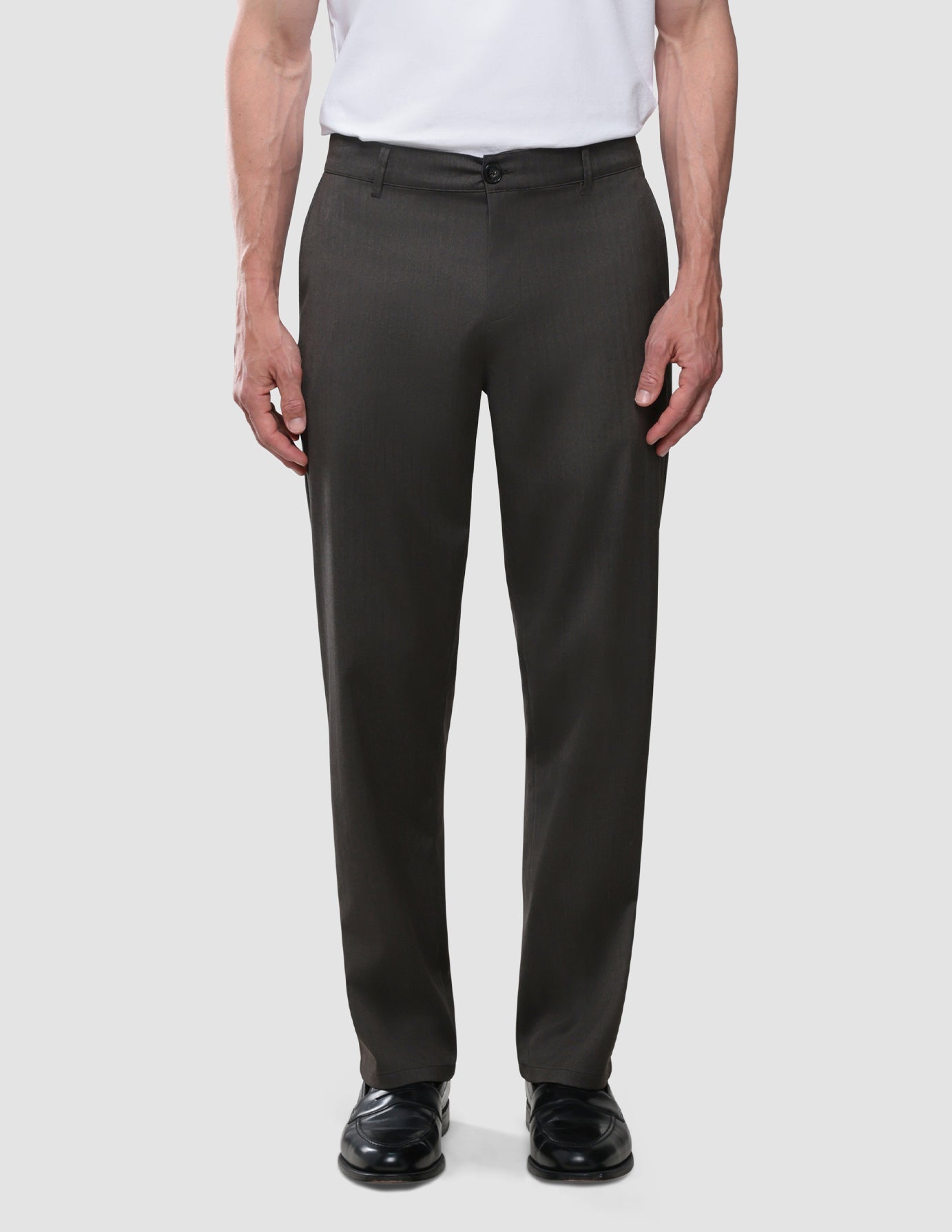 Siena Pants Relaxed Fit Herringbone Dark Brown