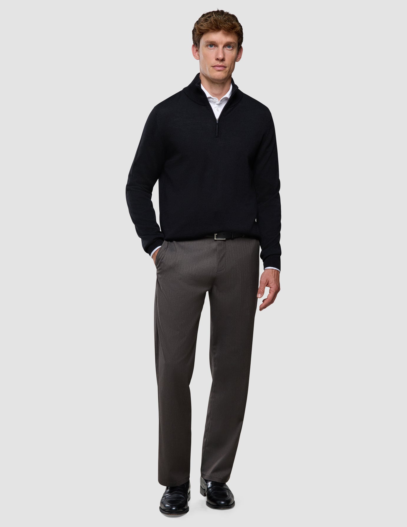 Siena Pants Relaxed Fit Herringbone Dark Brown