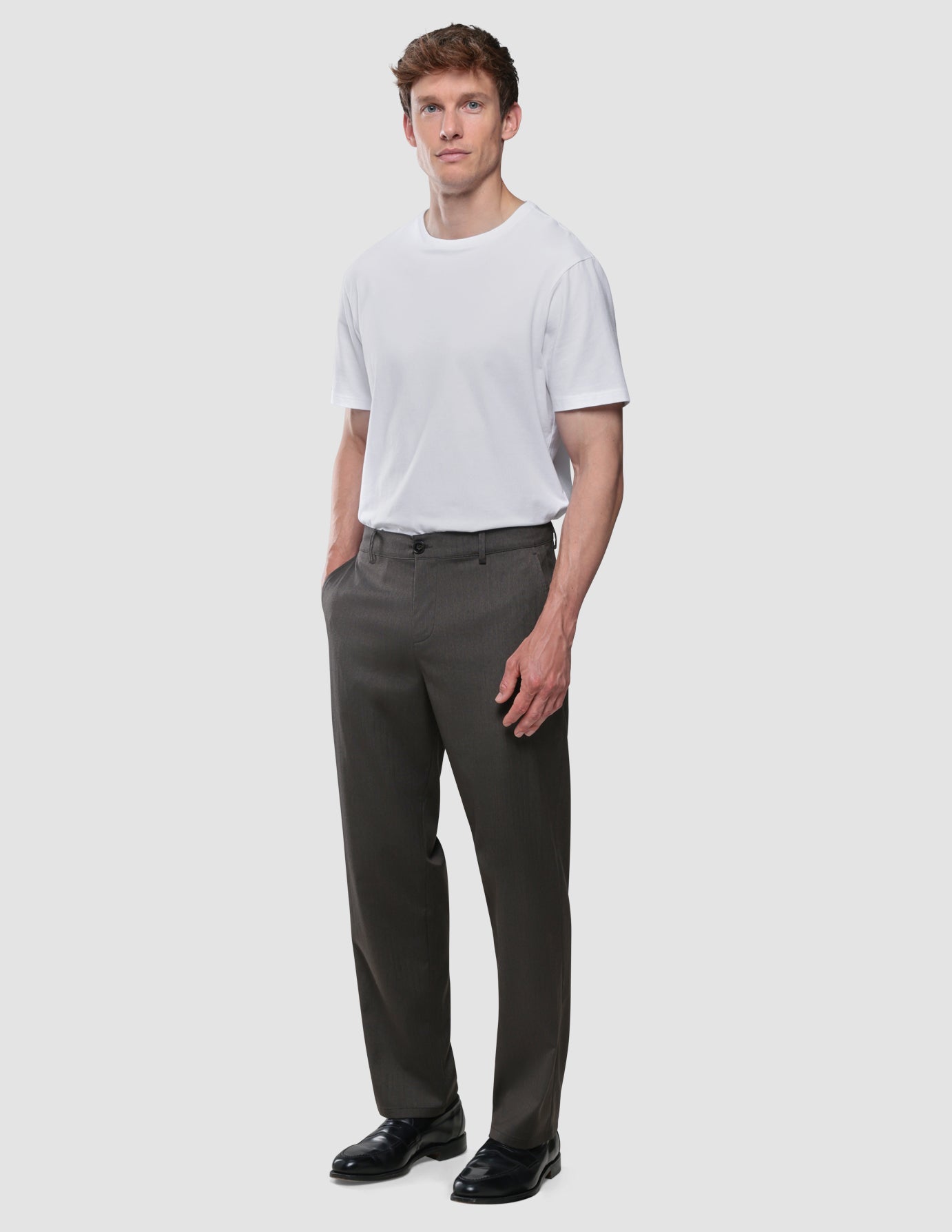 Siena Pants Relaxed Fit Herringbone Dark Brown