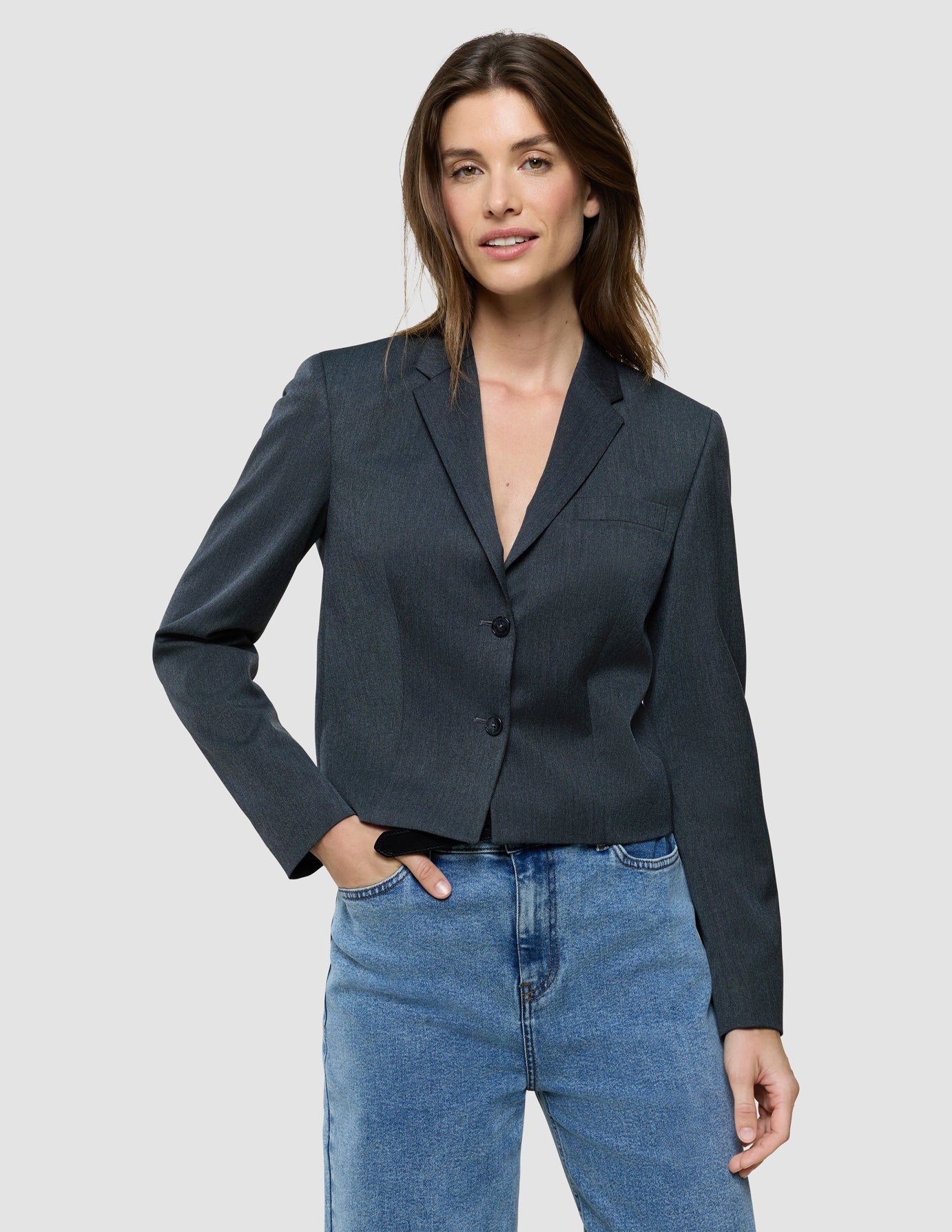 Women Skye Short Blazer Charcoal Melange