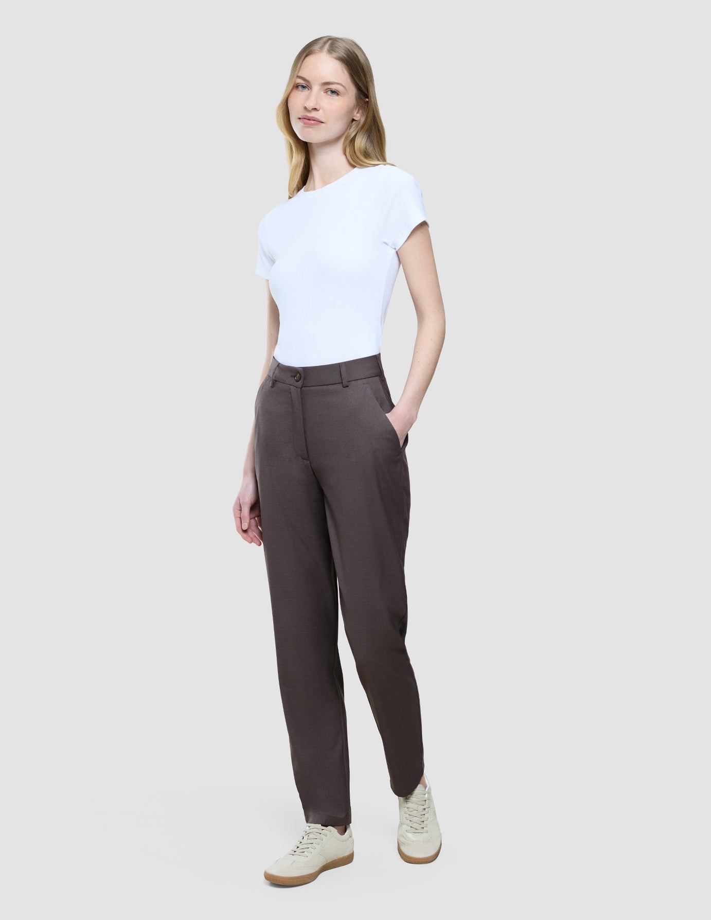 Women Skye Pants Tapered Dark Chestnut Melange