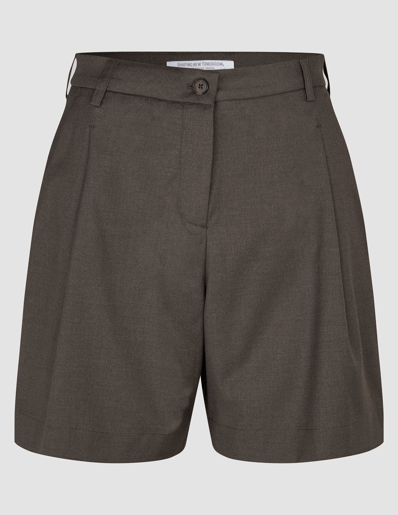 skye set dark chestnut melange short sleeved blazer shorts