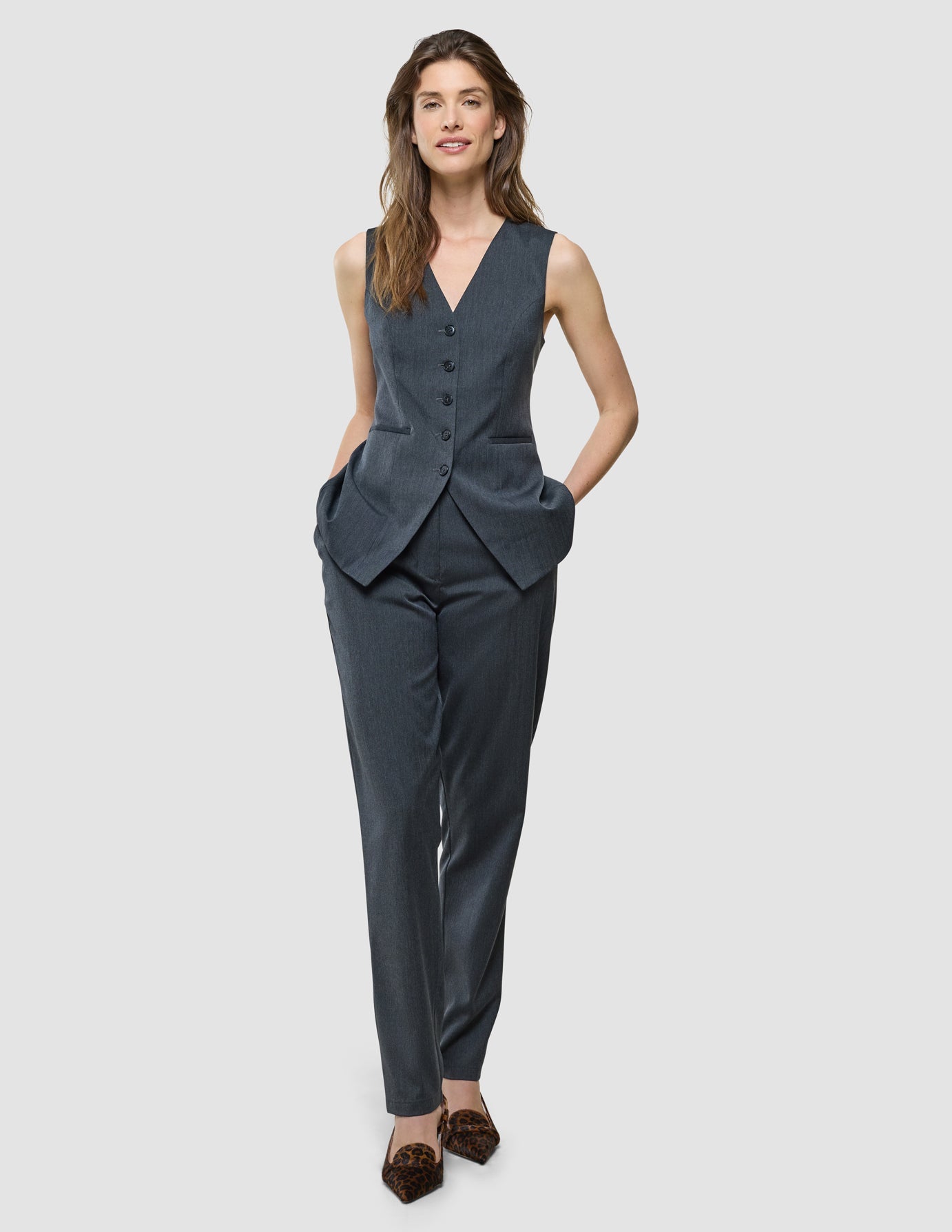Women's Skye Long Vest Charcoal Melange