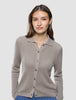 Women Structured Polo Long Sleeve Dark Sand