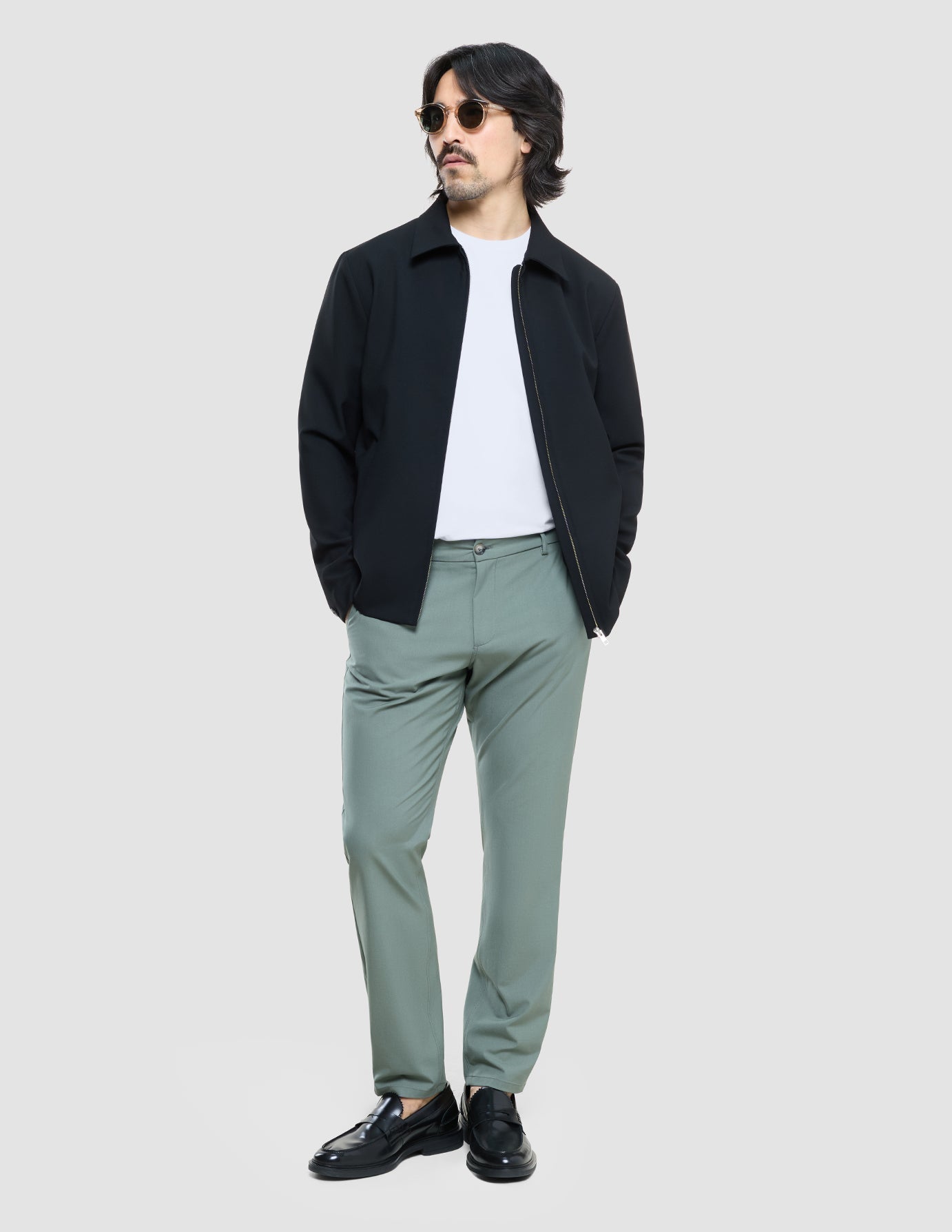 Tech Linen Elastic Pants Urban Green