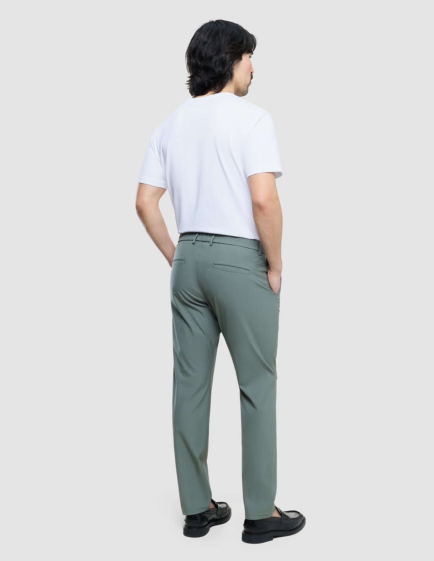 Tech Linen Elastic Pants Urban Green