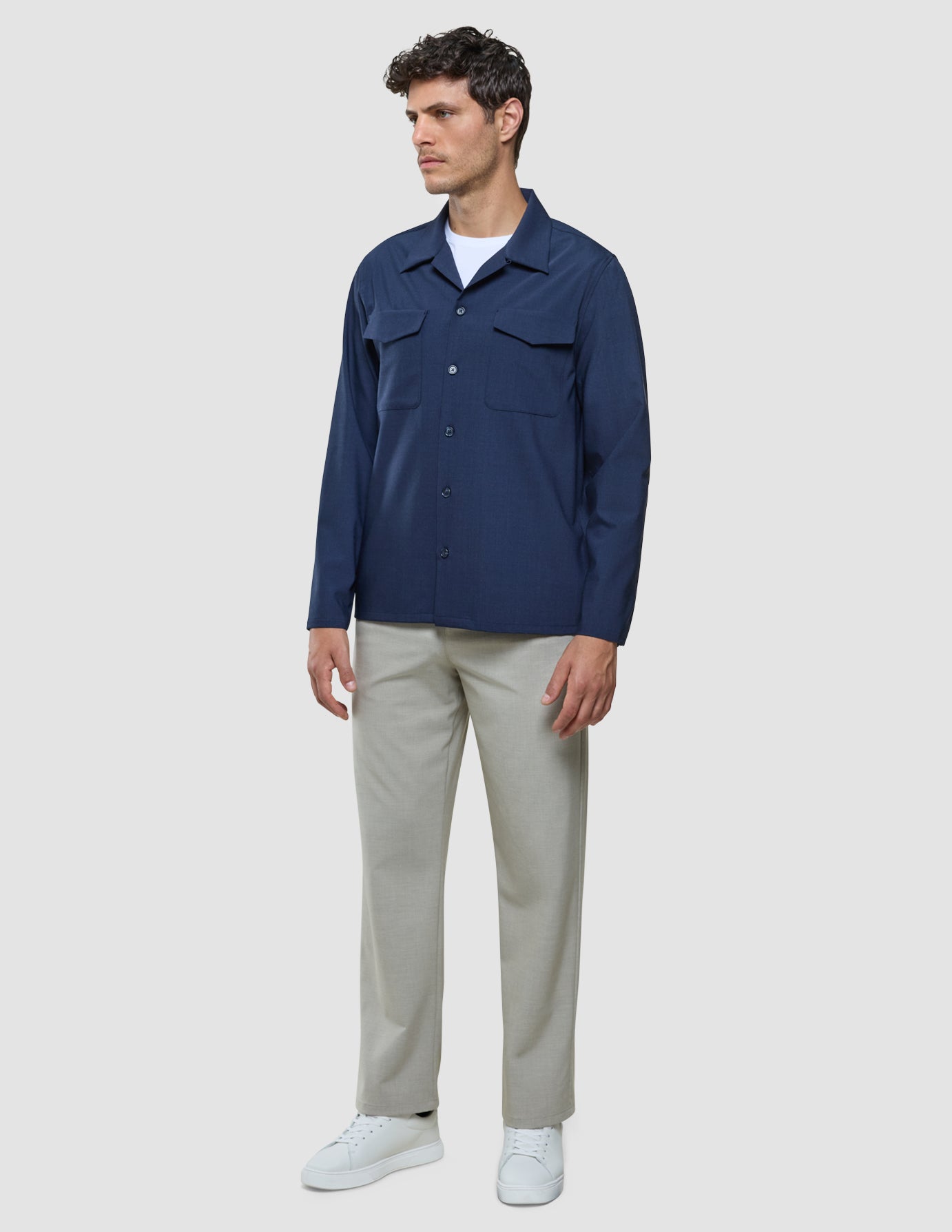 Tech Wool Overshirt Navy