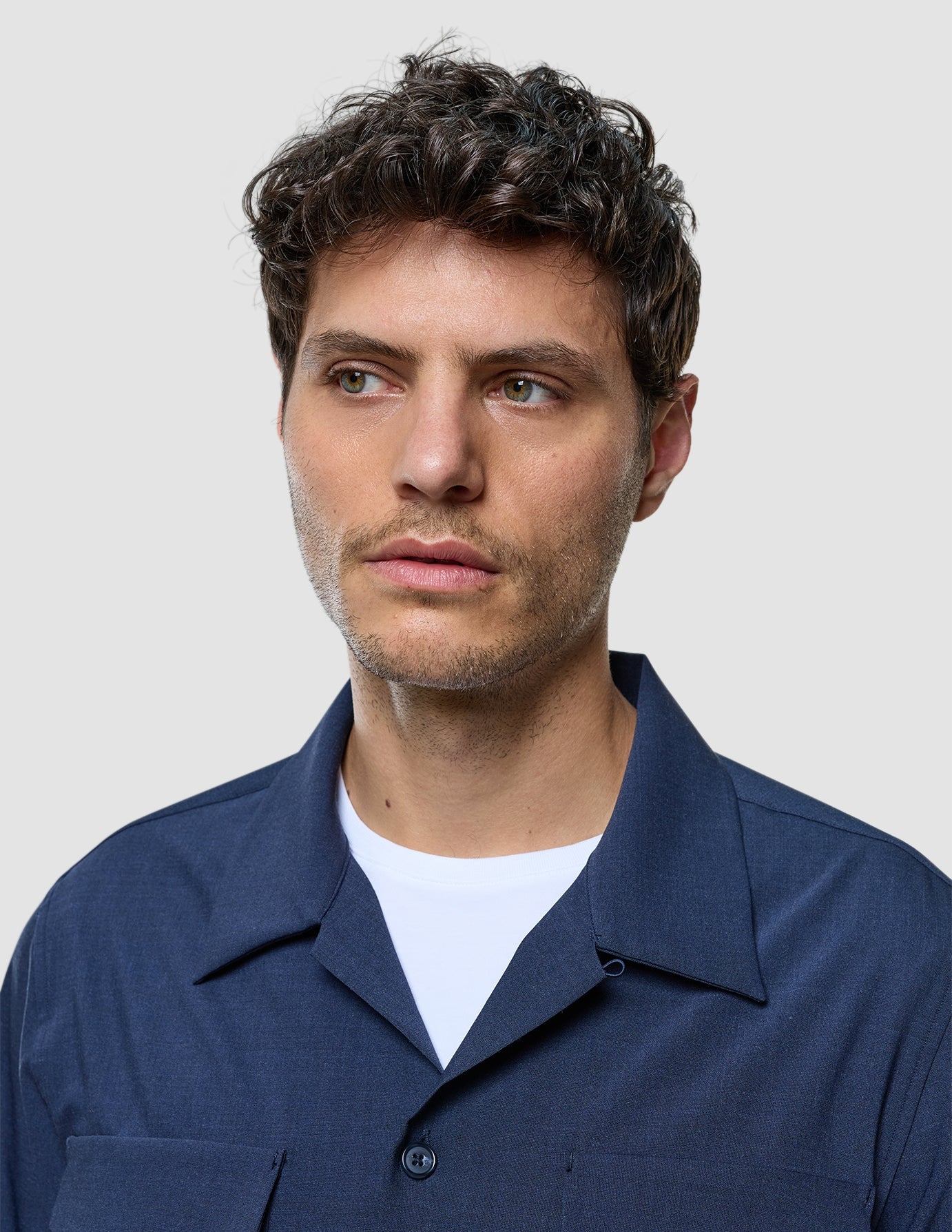 Tech Wool Overshirt Navy