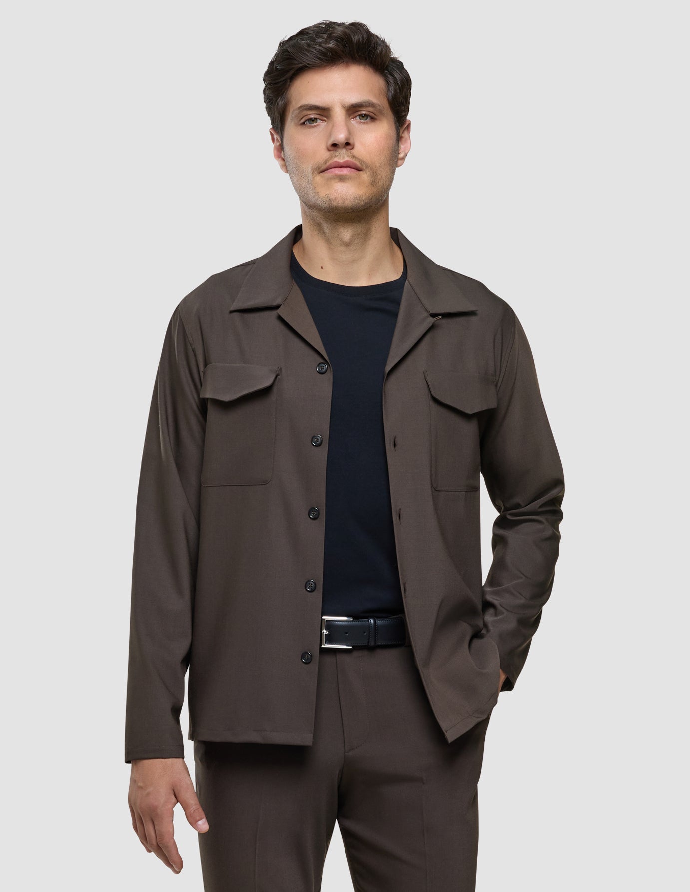 Tech Wool Overshirt Cocoa Brown