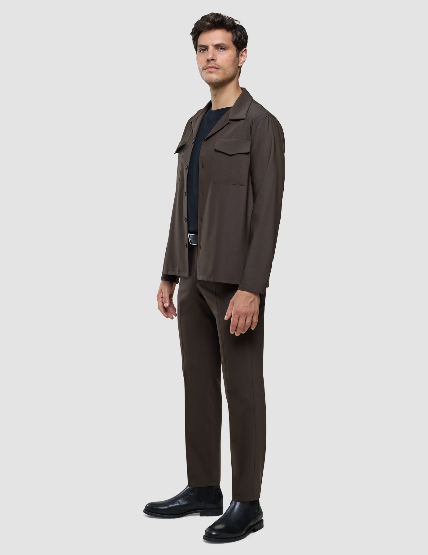 Tech Wool Overshirt Cocoa Brown