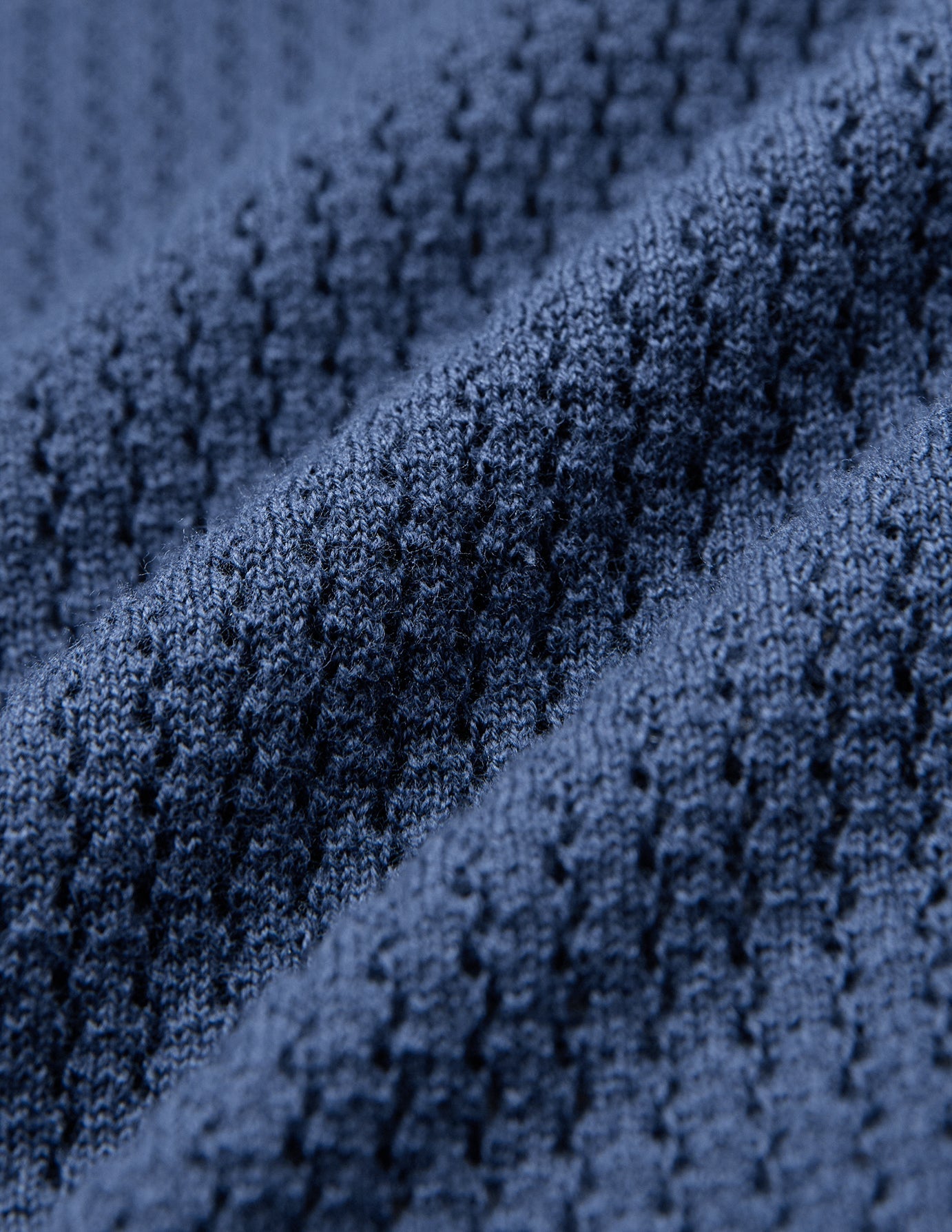 Textured Knitted Short Sleeve Polo Shirt Navy