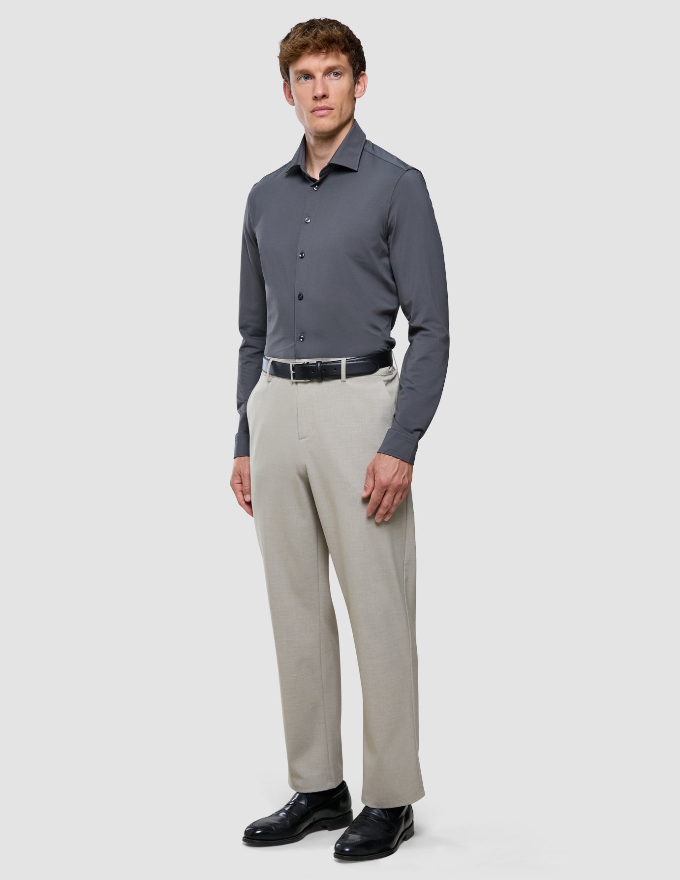 Travel Shirt Charcoal Grey Slim