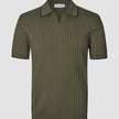 V-Neck Knit Short Sleeve Polo Green Night