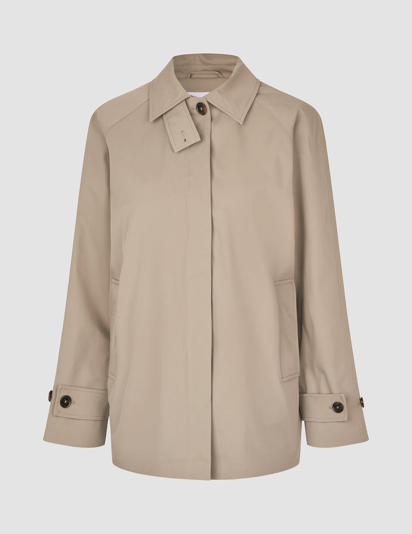 Women Waterproof Trench Coat Short Sand Grain