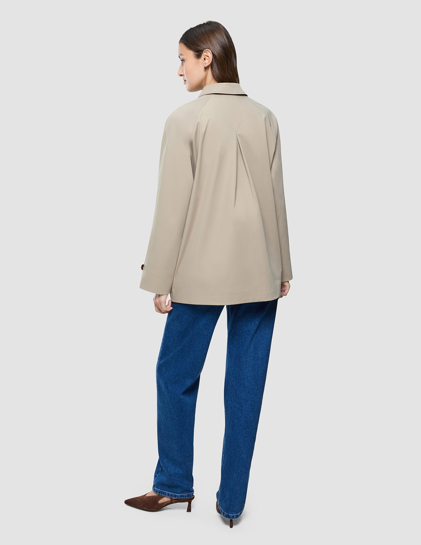 Women Waterproof Trench Coat Short Sand Grain