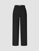Women GO2 Pants Straight Black are high-waisted, straight-leg trousers in black, featuring a button closure and belt loops in a classic Scandinavian design.