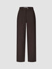 Women GO2 Pants Straight Mocha dark brown high-waisted, straight-leg trousers with a button closure and belt loops.