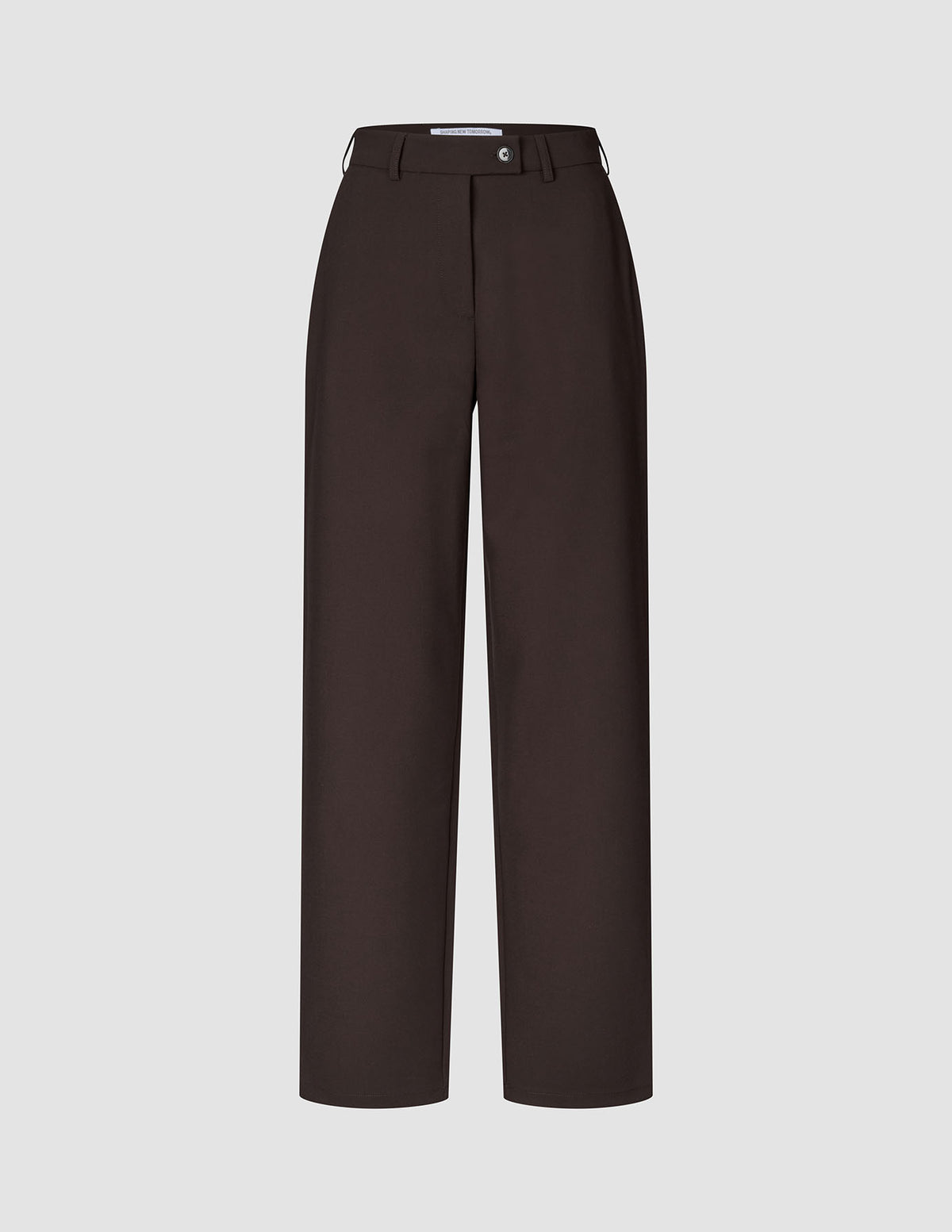 Women GO2 Pants Straight Mocha dark brown high-waisted, straight-leg trousers with a button closure and belt loops.